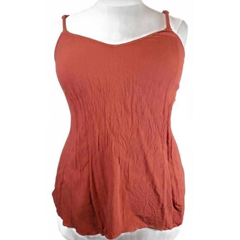 Torrid Womens Plus Size 1 Rust Orange Textured Rayon Cami V-Neck Tank Top